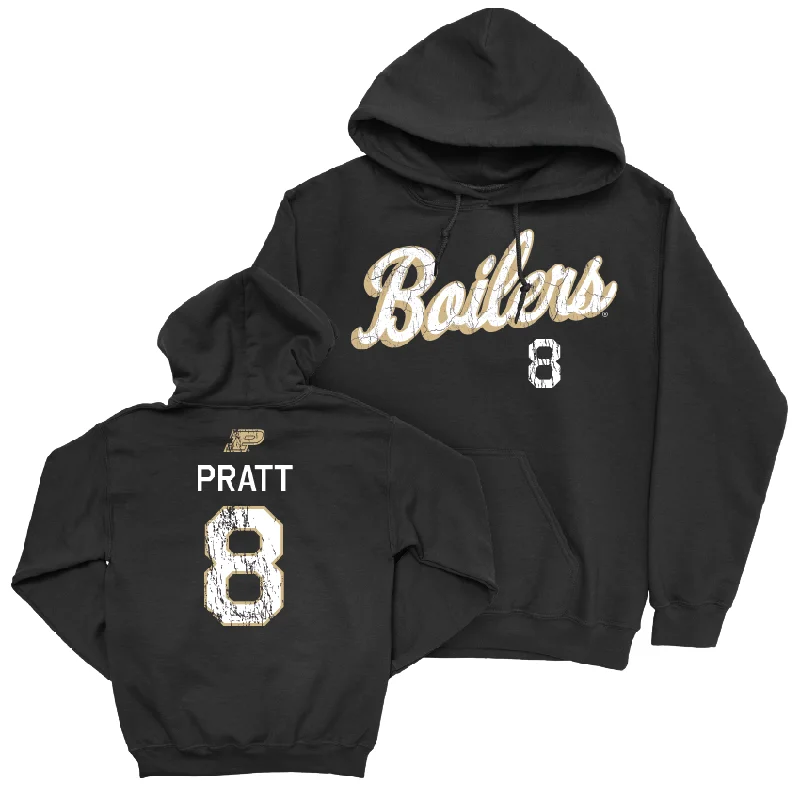 College style hoodie-Baseball Black Script Hoodie  - Davis Pratt