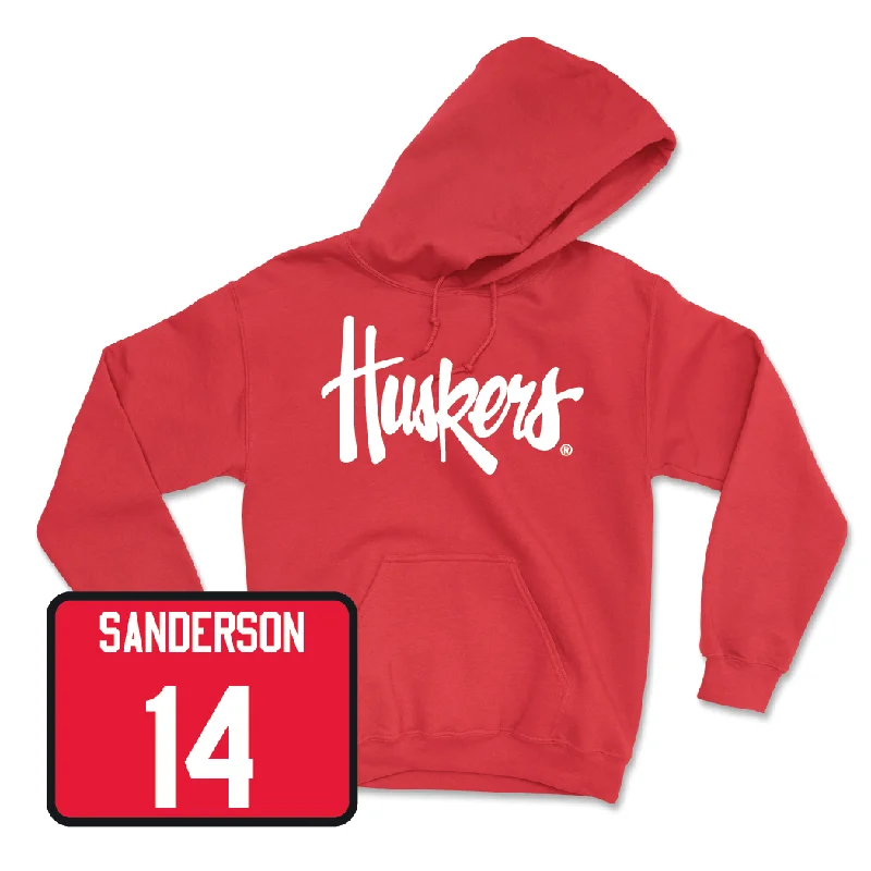 Backpack hoodie-Red Baseball Huskers Hoodie  - Case Sanderson