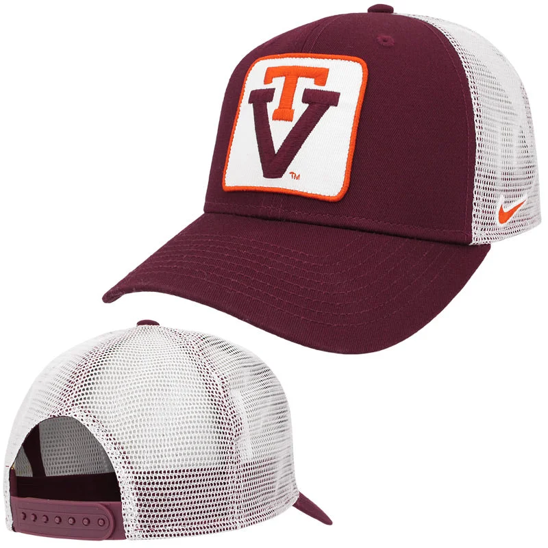 Oversized hats-Virginia Tech Classic 99 Vault Patch Trucker Hat by Nike