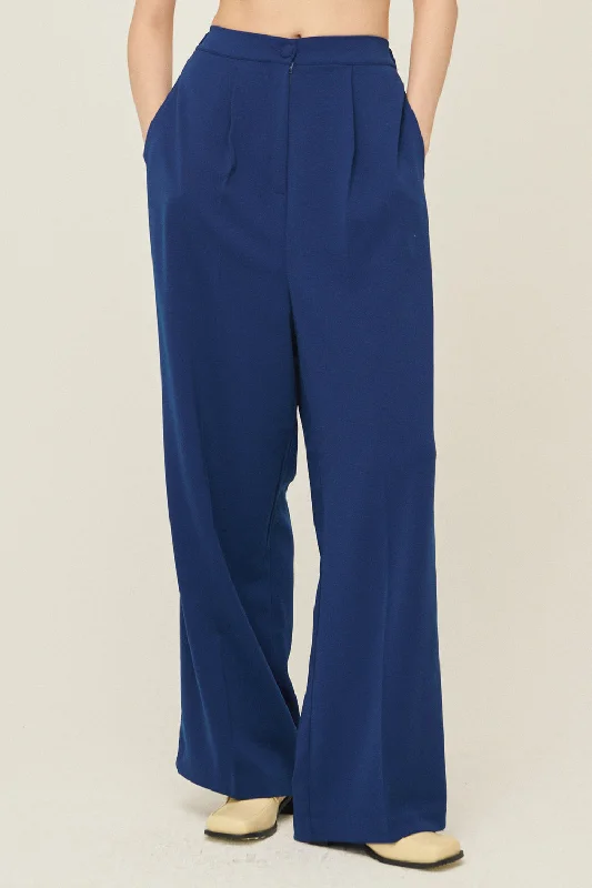 Mid-waist pants-Jania High Wide Leg Pants