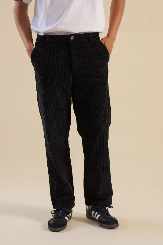 Shiny pants-MIDNIGHT BLACK CORDUROY TROUSERS