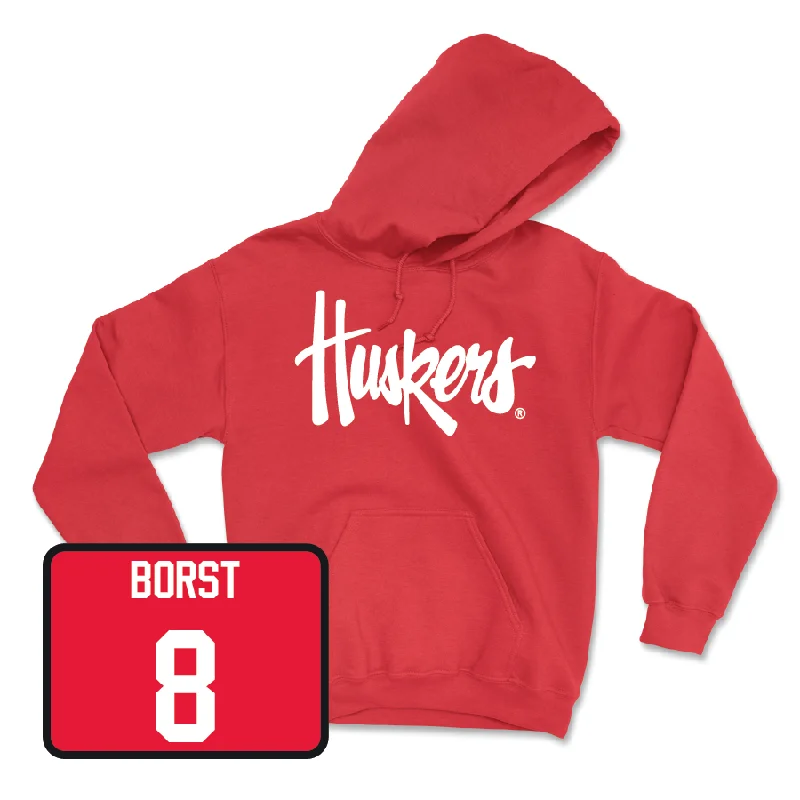 Athlete hoodie-Red Baseball Huskers Hoodie - Evan Borst