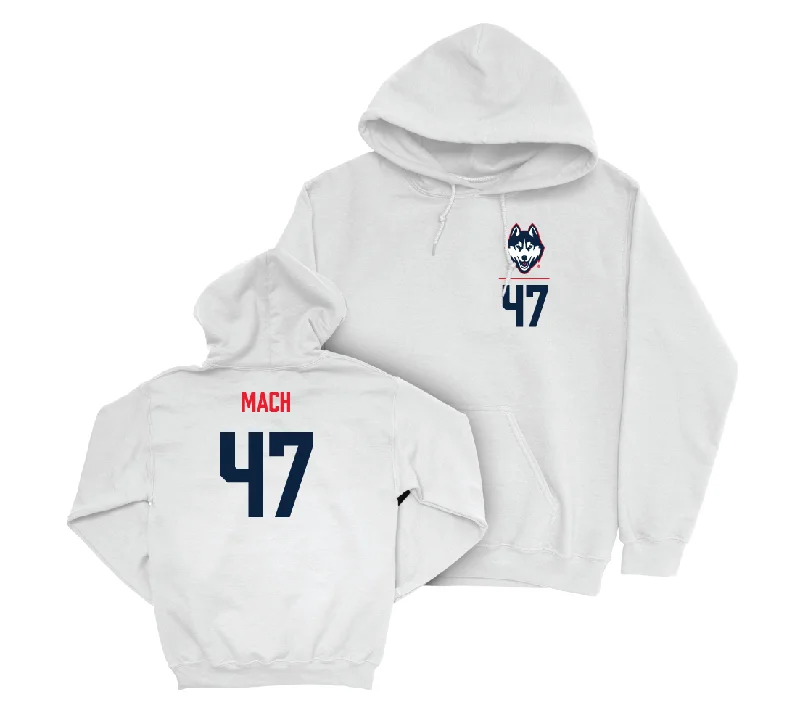 Sporty casual hoodie-UConn Baseball Logo White Hoodie - Alex Mach | #47