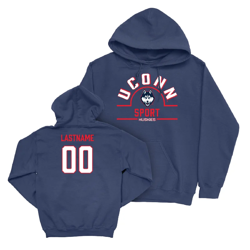 Comfortable hoodie-UConn Baseball Arch Navy Hoodie  - Matthew Malcom