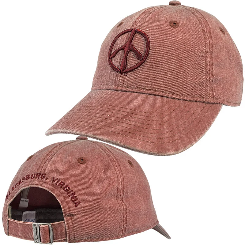 UV blocking hats-Peace Track Pigment Washed Hat: Vintage Maroon by Champion