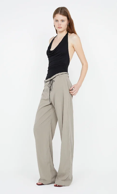 Zipper slim pants-BROOKLYN PANT - TAUPE