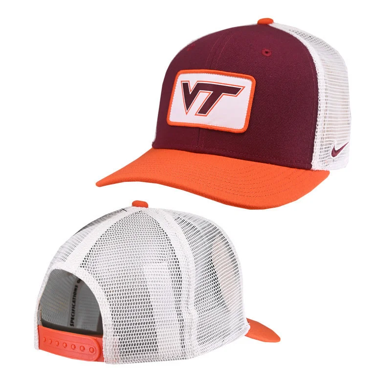 Hat designs-Virginia Tech Colorblock Patch Trucker Hat by Nike