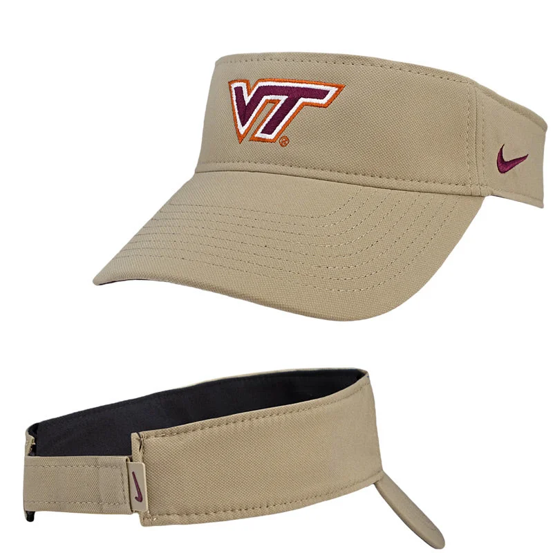 British style hats-Virginia Tech Dry Visor: Khaki by Nike