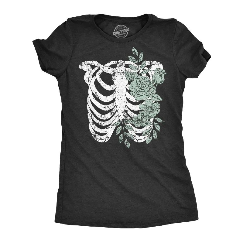 winter graphic T-shirt-Floral Ribcage Women's T Shirt