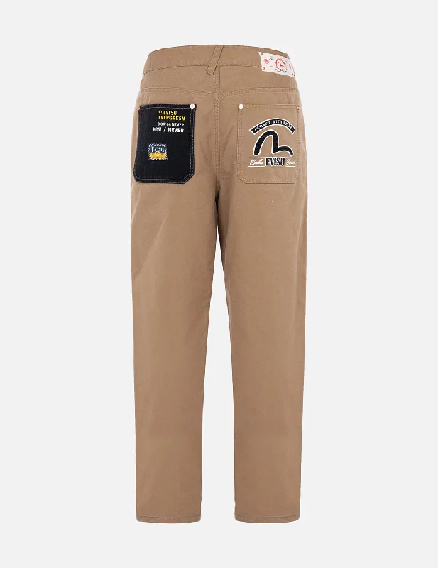 Casual pants-Seagull Appliqué Chino Pants