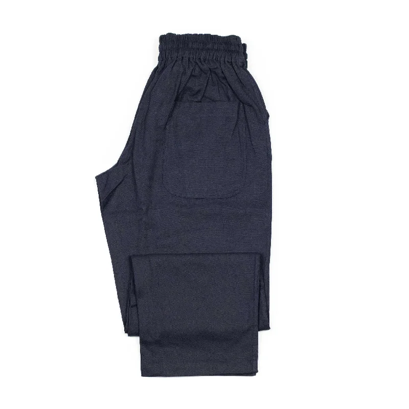 Casual sport pants-Vikram easy pants in navy blue herringbone cotton