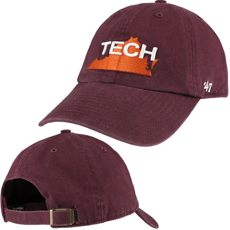 Military hats-Virginia Tech Retro State Outline Hat: Maroon by 47 Brand