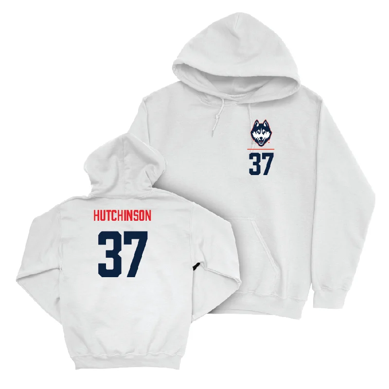 Street style hoodie-UConn Baseball Logo White Hoodie  - Sam Hutchinson