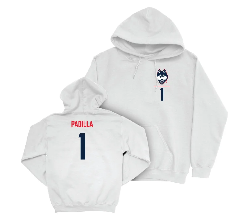 Athletic hoodie-UConn Baseball Logo White Hoodie - Bryan Padilla | #1