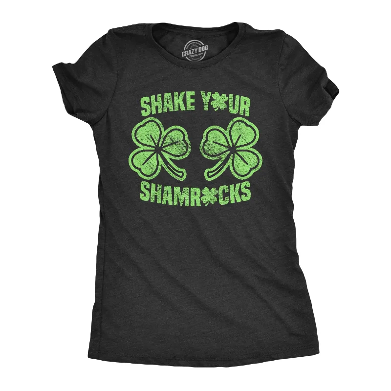 trendy graphic T-shirt-Shake Your Shamrocks Black Women's T Shirt