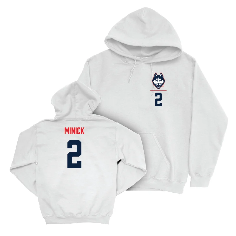 Large pocket hoodie-UConn Baseball Logo White Hoodie - Tyler Minick | #32