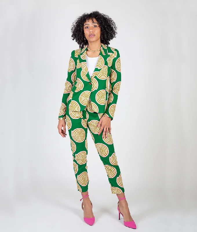 Summer jacket-Blaze & Slim Jenny Suit in Green & Pink Circles