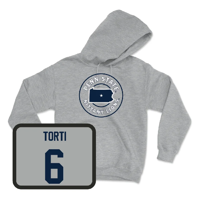 High-neck hoodie-Sport Grey Baseball State Hoodie - Ty Torti