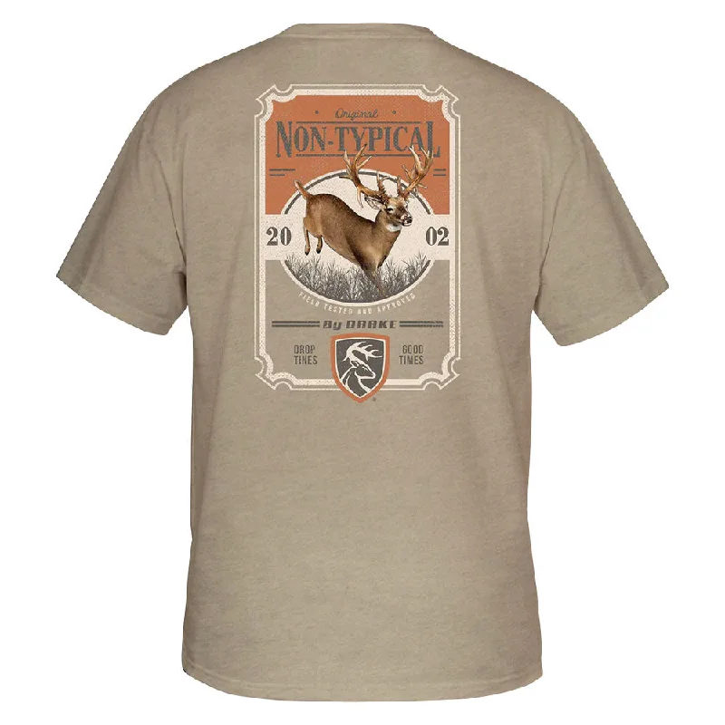 cartoon T-shirt-Non-Typical by Drake Vintage Jumping Buck T-Shirt- Walnut Heather