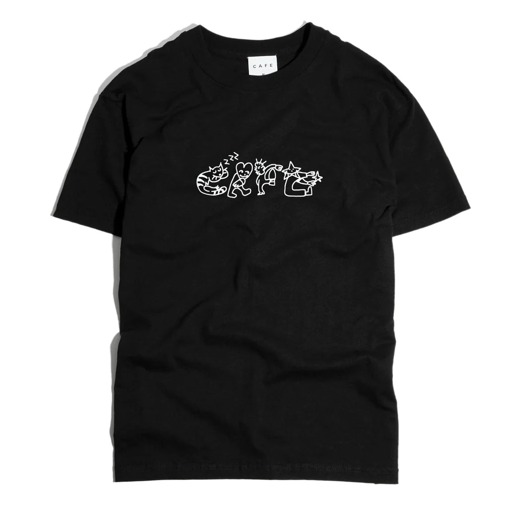 festival T-shirt-Skateboard Cafe Buddy T-Shirt  Black