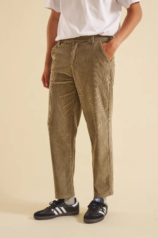 Silk pants-MUSHROOM CORDUROY TROUSERS