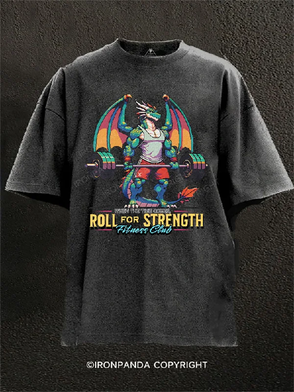 cartoon T-shirt-Roll for Strength Washed Gym Shirt