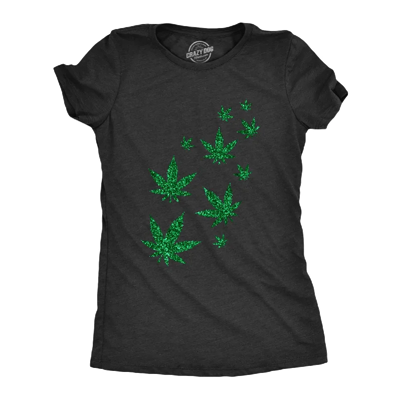 boho T-shirt-Glitter Pot Leaves Women's T Shirt