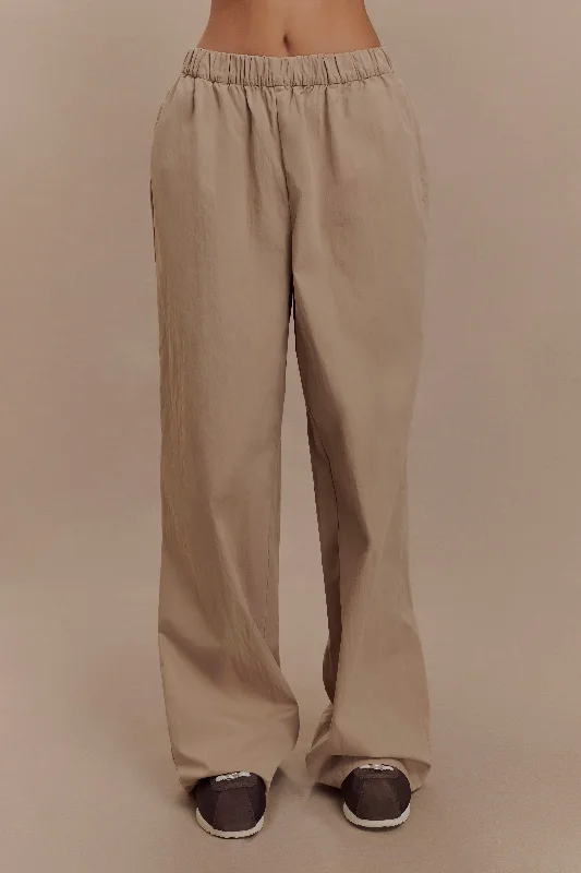 Light denim pants-Campbell Cotton Wide Leg Pants - Sand