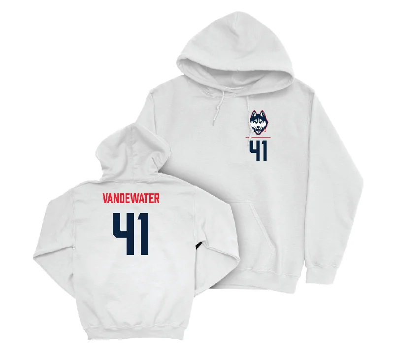 Celebrity hoodie-UConn Baseball Logo White Hoodie - Ryan VanDeWater | #41