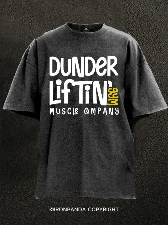 graphic art T-shirt-Dunder Lifting Gym Muscle Company Washed Gym Shirt