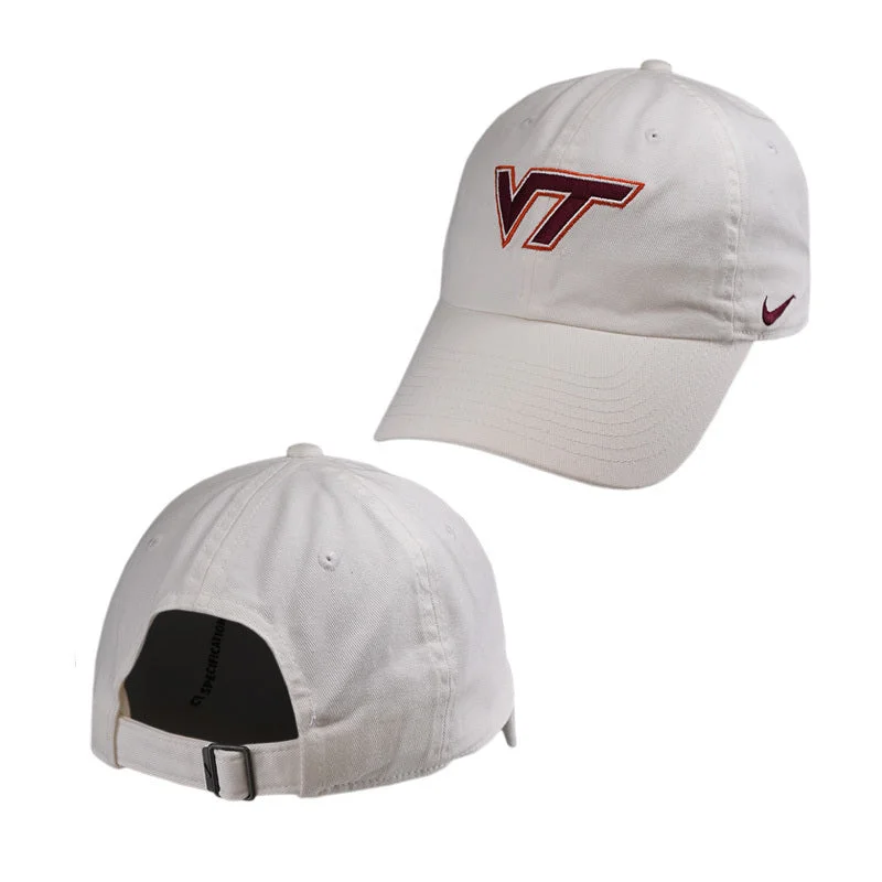 Windproof UV hats-Virginia Tech Club Logo Hat: White by Nike