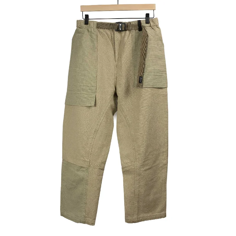 Zipper pants-Field Pant in wheat Khadi and handwoven ripstop cotton