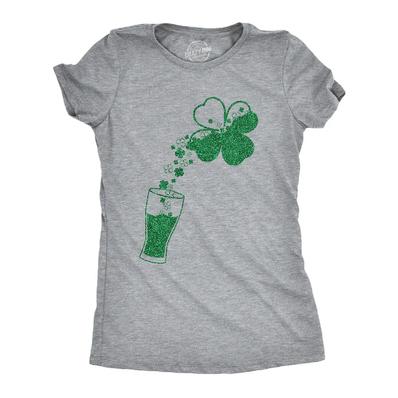 geometric T-shirt-Pouring Glitter Shamrock Women's T Shirt