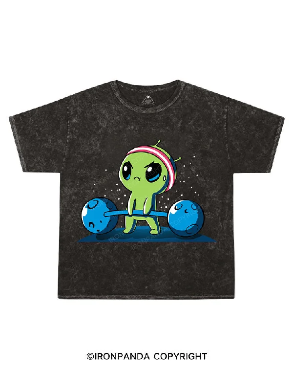 lightweight T-shirt-alien weightlifting Kids Washed T-Shirt