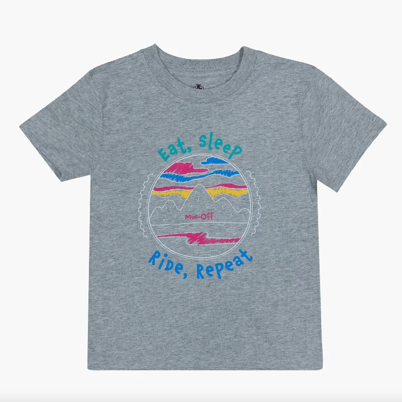 cute graphic T-shirt-Eat Sleep Kids T-Shirt - Grey