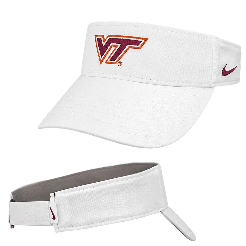 Casual hats-Virginia Tech Dry Visor: White by Nike