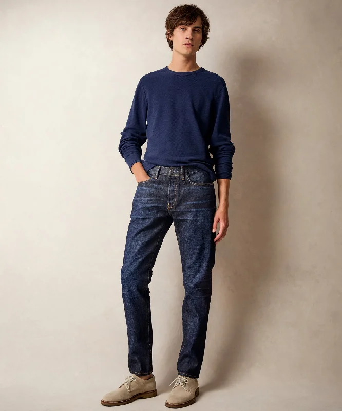 Loose fit pants-Slim Japanese Selvedge Stretch Jean in Dark Indigo