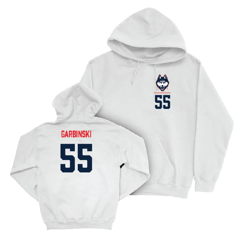 Athlete hoodie-UConn Baseball Logo White Hoodie  - Garret Garbinski