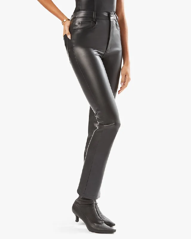 Patchwork pants-Vegan Leather Kick Flare Pant