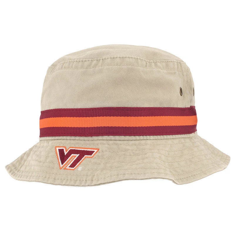 Professional hats-Virginia Tech Relaxed Twill Fitted Bucket Hat: Khaki by Legacy