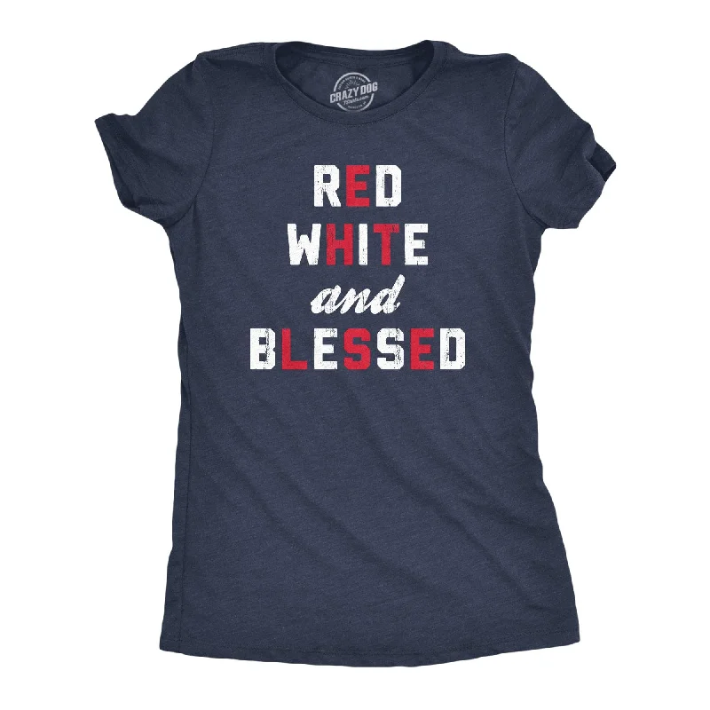 motivational T-shirt-Red White And Blessed Women's T Shirt