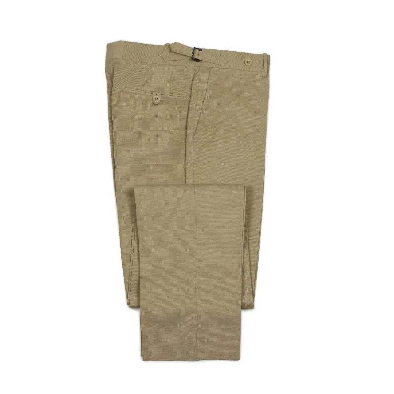 Casual sports pants-Higher-rise side tab trousers in beige cotton twill (restock)