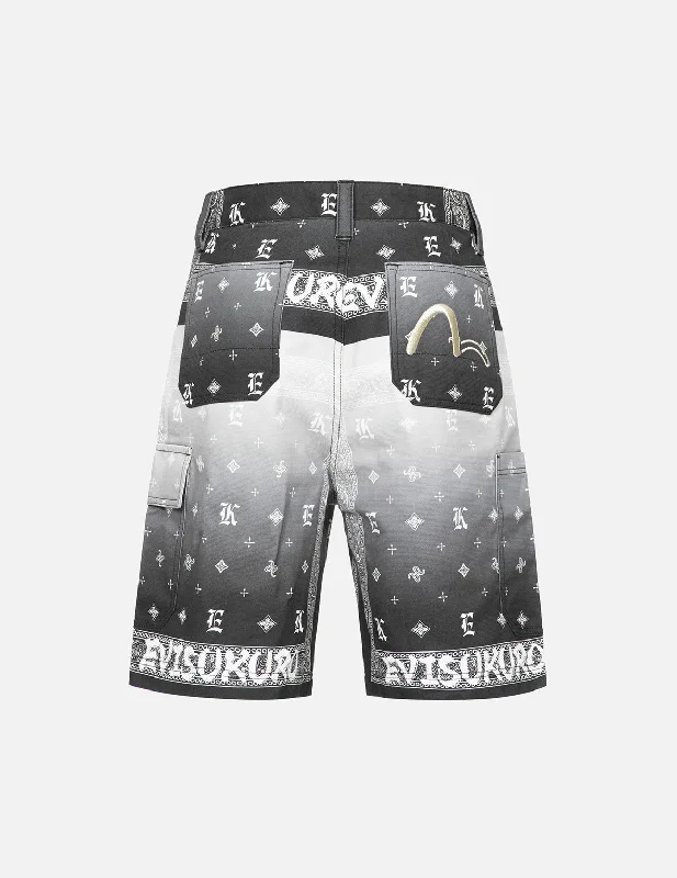 Outdoor sports pants-Gradient Allover Paisley Printed Taper Shorts