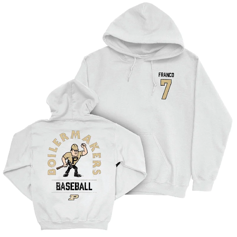 Classic style hoodie-Baseball White Mascot Hoodie - Sam Franco | #7