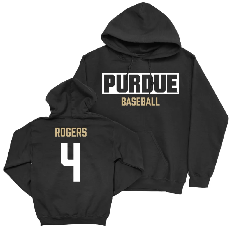 High-end hoodie-Baseball Black Staple Hoodie     - Brandon Rogers