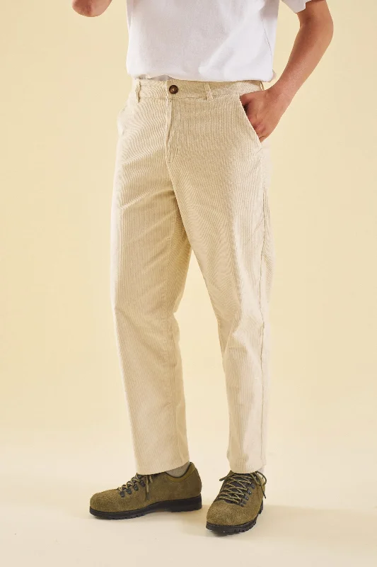 Straight sports pants-BARLEY CREAM CORDUROY TROUSERS