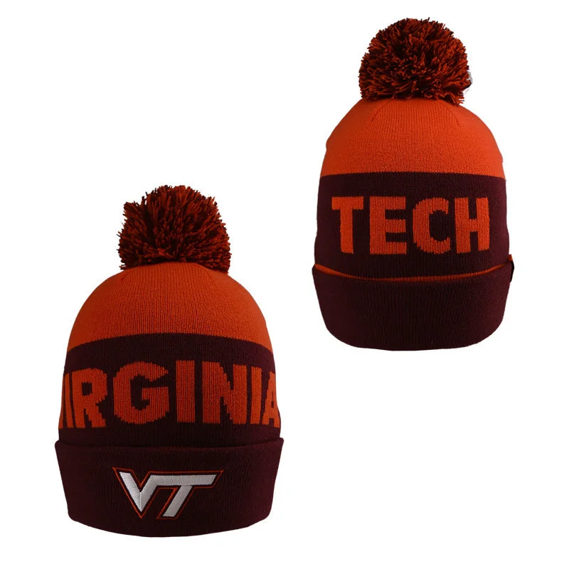 Gray hats-Virginia Tech Stripe Peak Beanie by Nike