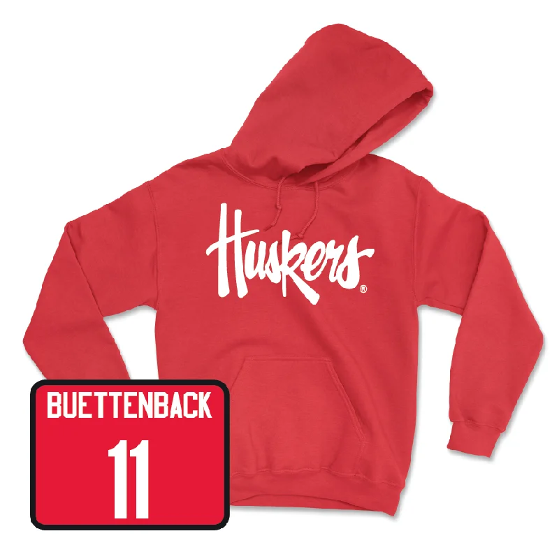 Cold resistant hoodie-Red Baseball Huskers Hoodie - Max Buettenback