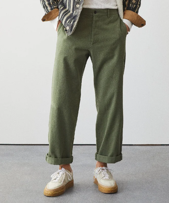 Wide-leg pants-Japanese Relaxed Fit Selvedge Chino in Olive