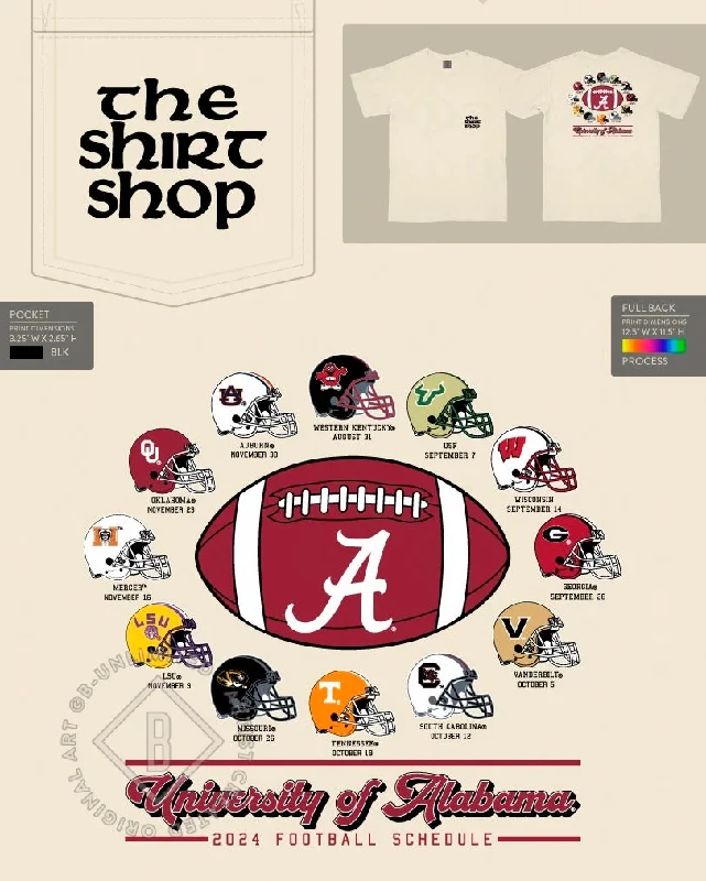 printed T-shirt-The Shirt Shop Alabama 2024 Football Schedule T-Shirt